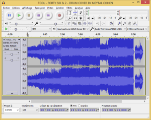 Audacity, interface lorsque le fichier est ouvert